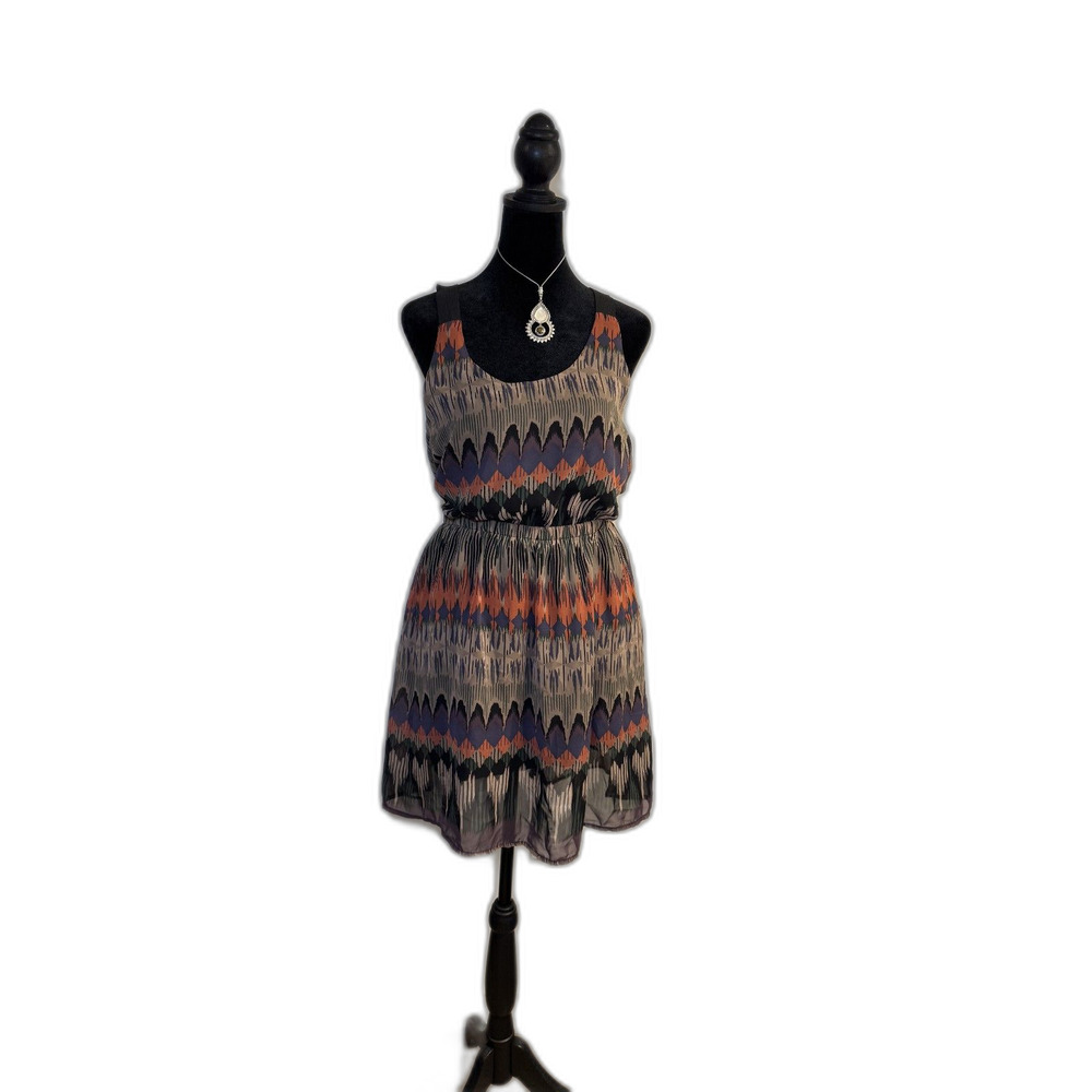AKIRA Multicolor Geometric Print Mini Dress